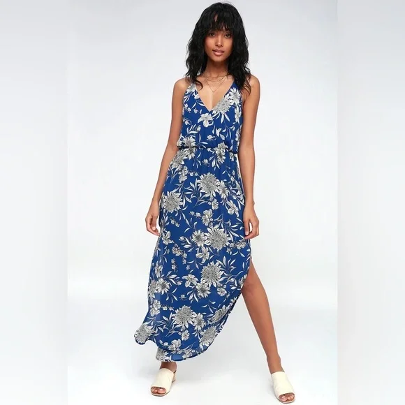 Along the Waterway Blue Floral Print Midi Dress - Picture 1 of 7